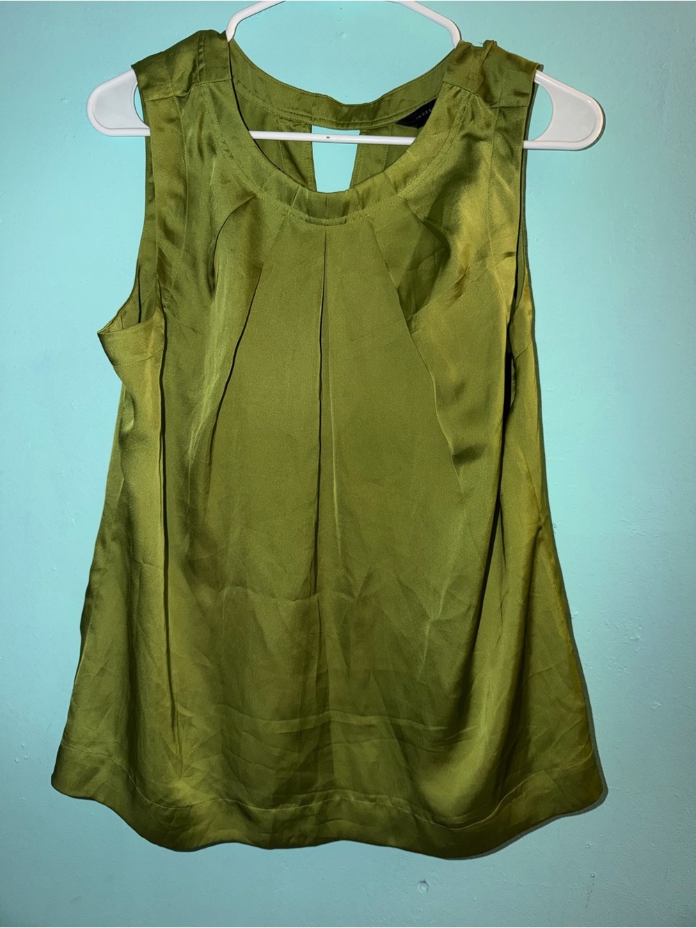 Olive Green Sleeveless Pleated Women's Top